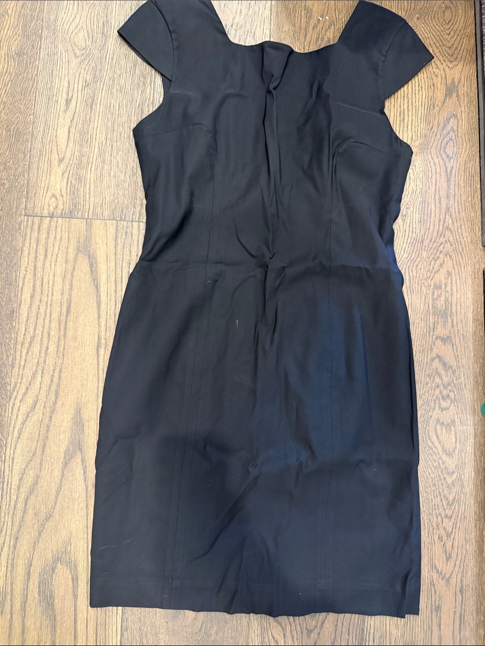 Helmut Lang Black Cap-Sleeve Midi Sheath Dress